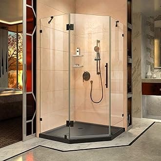 DreamLine Prism Lux 42 in. x 74 3/4 in. Fully Frameless Neo-Angle Shower Enclosure in Satin Black with Black Base, DL-6053-88-09