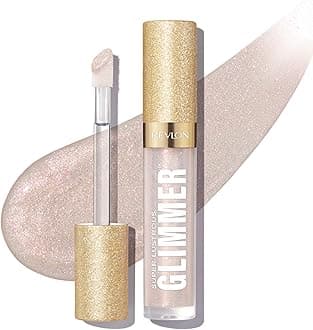 Super Lustrous Glimmer Gloss, Non-Sticky Lip Gloss, High-Shine Finish, Plant-Based Glitter, 001 Diamond Drama, 0.13 fl oz