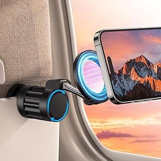 OMOTON 360°Rotating Magnetic Airplane Phone Holder Mount, for Magsafe Airplane Travel Essentials Accessories, Adjustable Foldable Universal Handsfree Phone Stand for iPhone 17 16 15 Pro Max Air