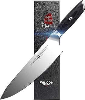 TUO Gyuto Chef Knife, 8 Inch Professional Cooking Knife for Meat & Vegetable Processing, Ultra Sharp Japanese Blade, Ergonomic Handle, German High Carbon Steel - Falcon Series