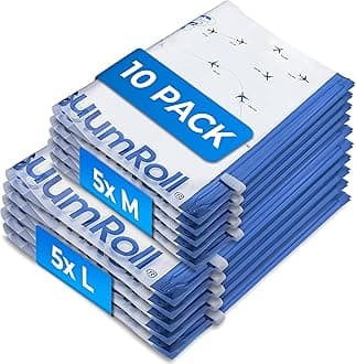 myHodo Vacuum Compression Bags for Rolling (10 Pieces) - Reusable Storage Solution, Versatile Travel Sacs for Suitcase & Backpack, Durable & Hygienic, Easy to Use, Suitable for Clothes & All Textiles