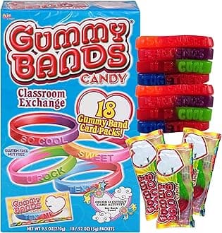 Flix Candy Gummy Bands Valentine's Treats Card Packs - 18 CT