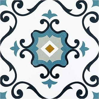 Retro Self Adhesive 12-Inch Vinyl Floor Tiles, 10 Tiles - 12" x 12", Mid Century Modern Slate Pattern - Peel & Stick, DIY Flooring for Kitchen, Dining Room, Bedrooms & Bathrooms by Achim Home Decor