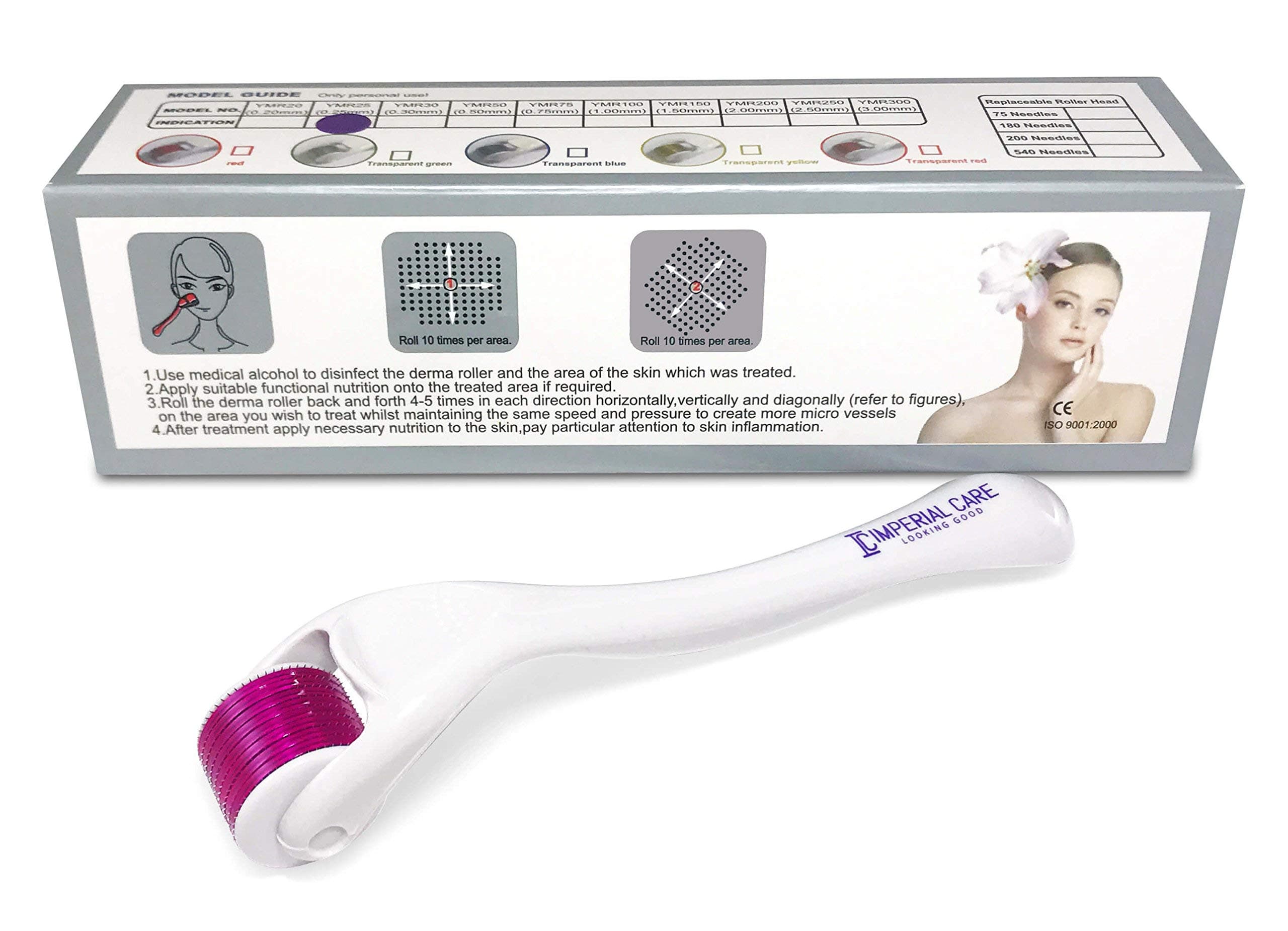 Derma Roller Kit for Face 0.25mm - Microneedle Roller for Face 540 Titanium Micro Needles - Includes Storage Case