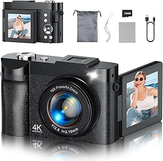 4K Digital Camera for Photography, 50MP Vlogging Camera for YouTube, Compact Cameras with 2.8" 180° Flip Screen, 16X Digital Zoom, Point and Shoot Camera with 32GB SD for Beginners, Travel, Family
