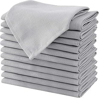 Cloth Napkins Set of 12 (18" X 18") Linen Textured Dinner Napkins Waterproof Extra Soft Thick Durable Reusable Napkins with Hemmed Edges for Dinners, Weddings and Everyday Use, Grey