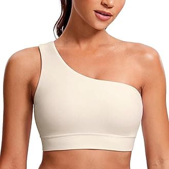 CRZ YOGA Butterluxe One Shoulder Sports Bras for Women - Sleeveless One Strap Low Impact Asymmetrical Workout Yoga Tops