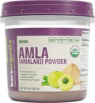 BareOrganics Amla, Indian Gooseberry & Superfood Powder, Dietary Supplement, 8 Oz
