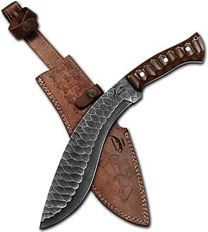 Kukri Machete Knife with Sheath Full Tang- Fixed Blade Cool Tool for Outdoor Camping- Best Handmade Gift for Men