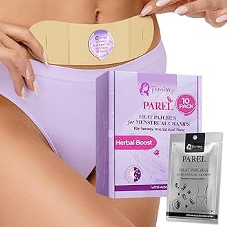 Menstrual Heated Patch for Heavy Flow, 10 Cycle Patch, Menstrual Pain Based on Flow Strength, Natural Herbs & Oils, Disposable Stick-on Heat Patch for Cramp-free Periods