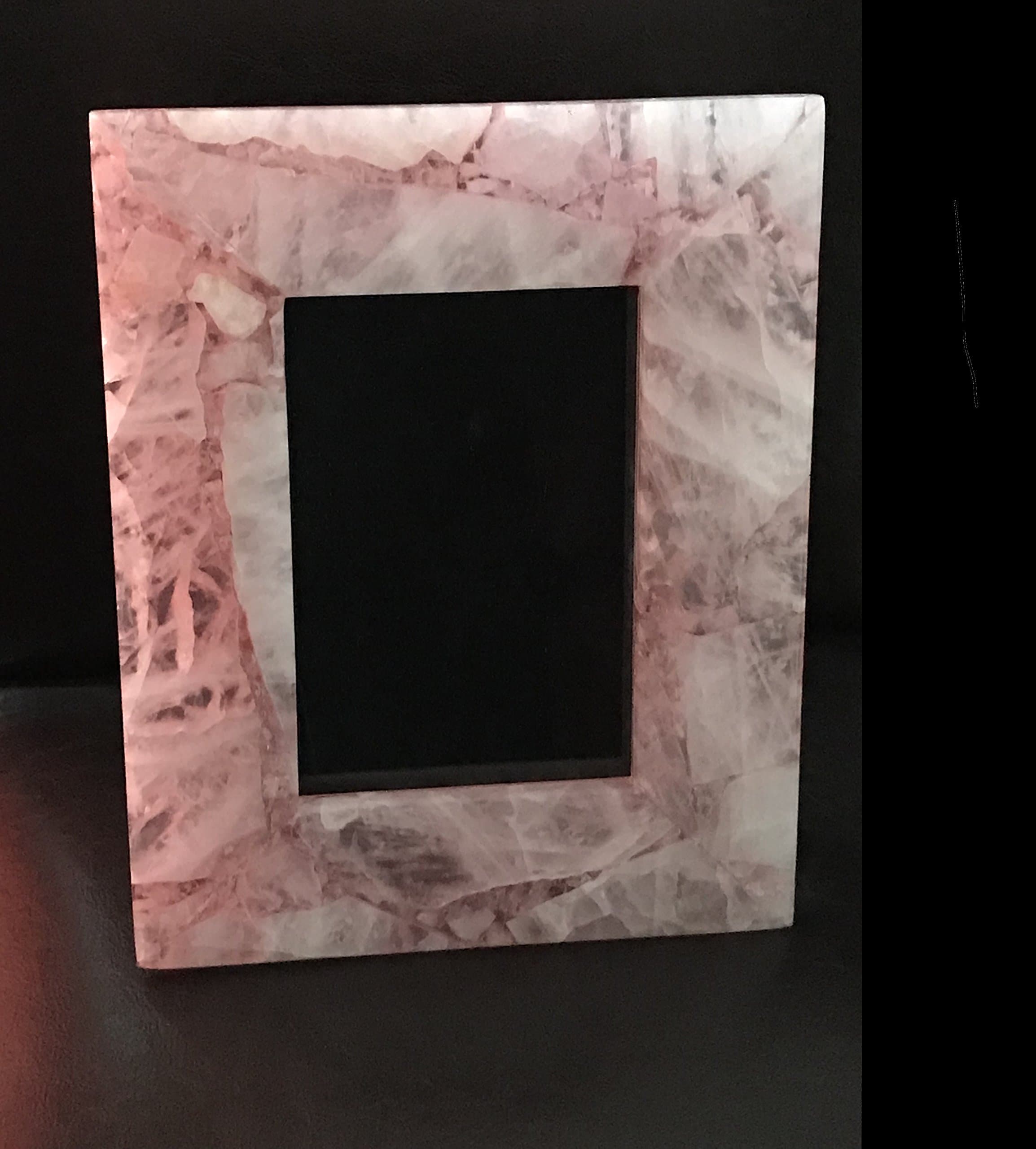 Kyvet Rectangular 8'' x 10'' Rose Quartz Semi-Precious Stone Photo Frame
