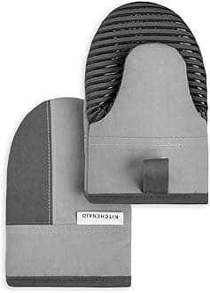 KitchenAid Kitchen Aid Beacon Mini Oven Mitt Set, 5.5"x8", Cool Grey/Contour Silver 2 Count
