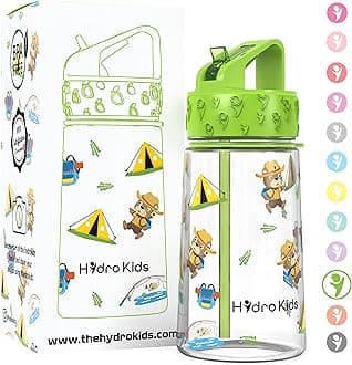 Water Bottle with Straw – 400ml BPA Free Kids Water Bottles for School Travel Sports – Leakproof Childrens Drink Bottle for Girls Boys Childs