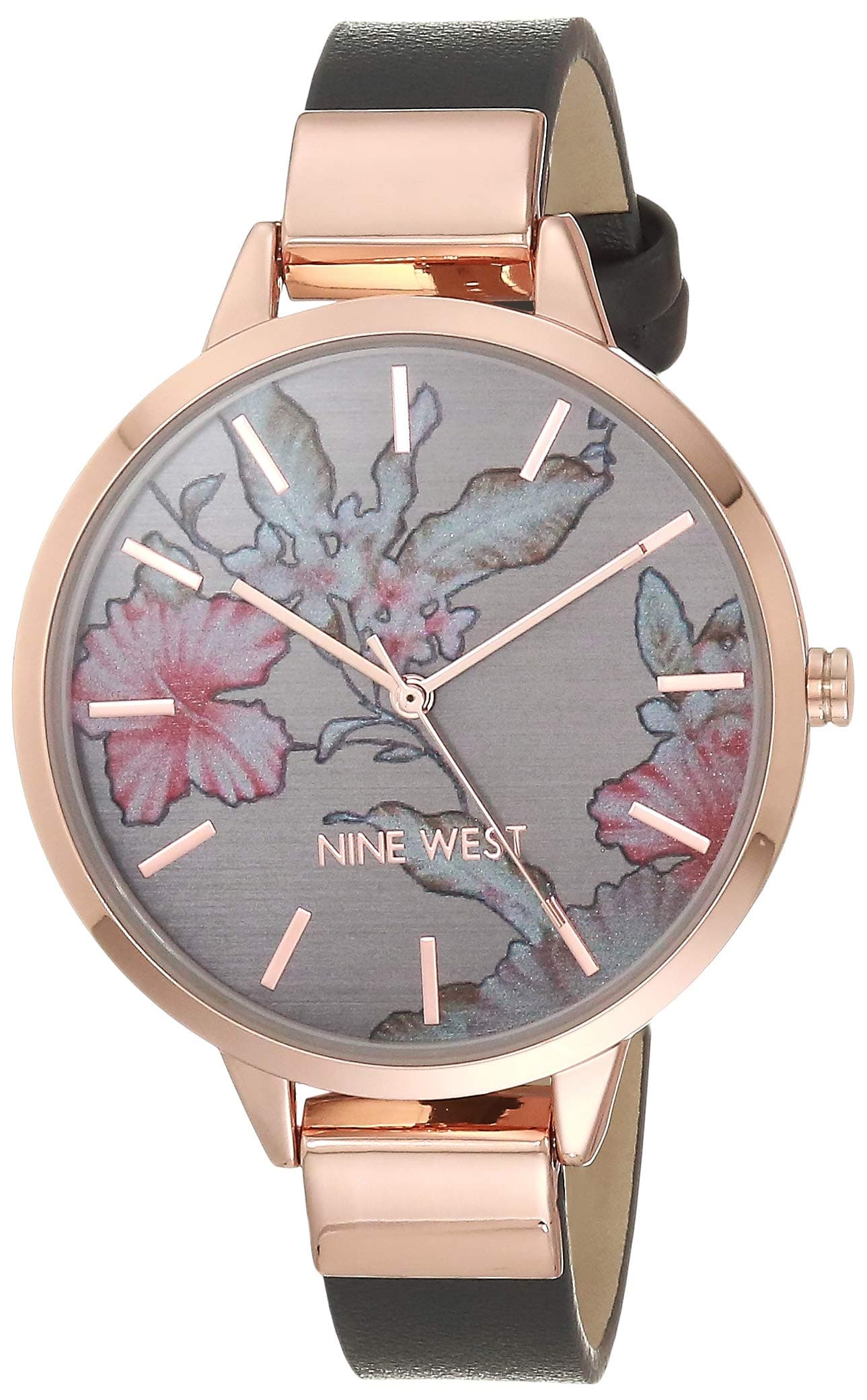 Women's Floral Dial Smooth Strap Watch
