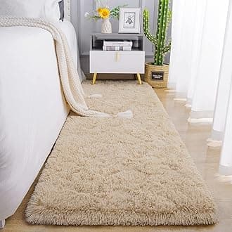 Chicrug Soft Runner Rug for Bedroom Living Room Plush Fluffy Rug 2x6 Feet, Shag Furry Runner Carpet Non Shedding for Nursery Children Kids Girls Room Home Decorative, Khaki