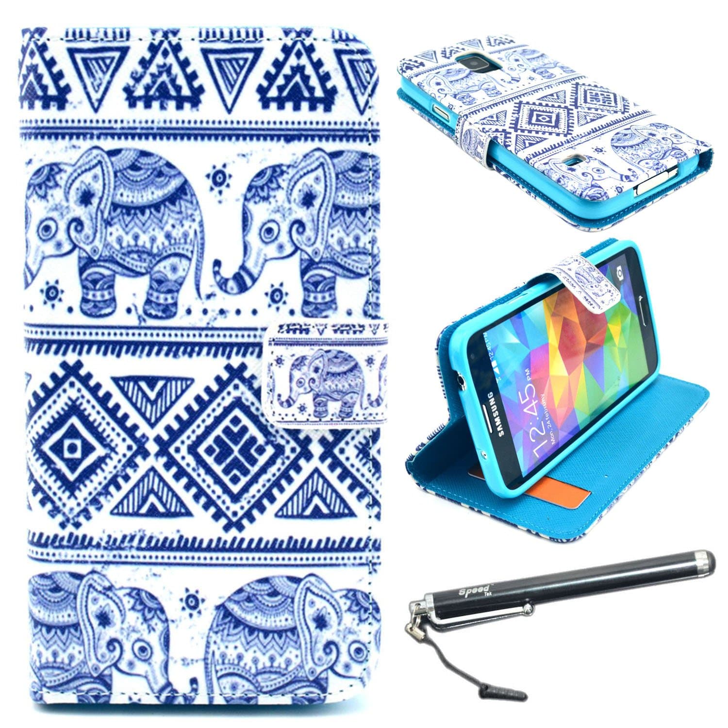 Galaxy Note 4 Case, Speedtek Note 4 Wallet Case Premium PU Leather Elephant Pattern Flip Protective Skin Stand Case Cover for Samsung Galaxy Note 4 IV N910 (2014) (Built-in Credit Card/ID Card Slot)