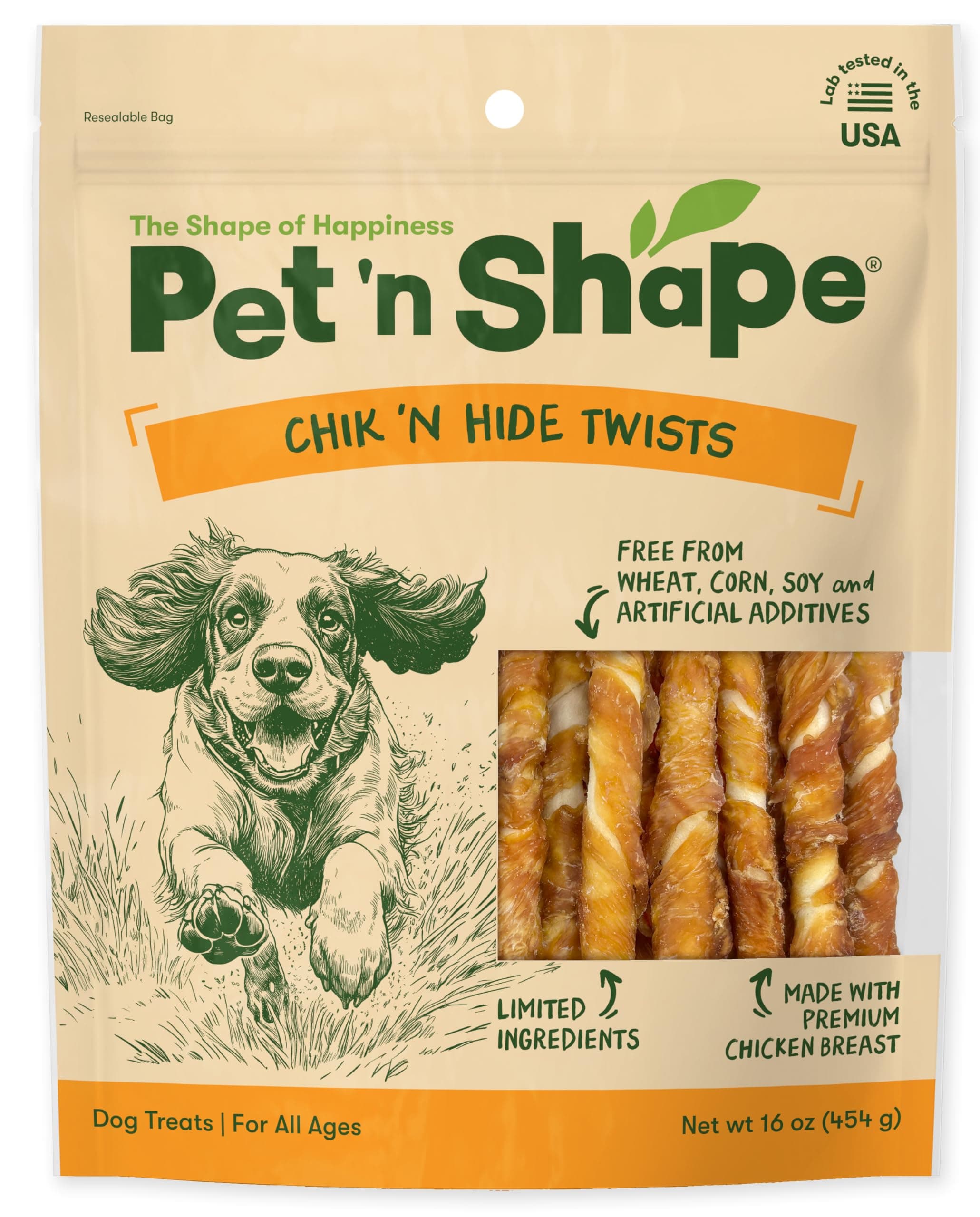 Pet 'n Shape Chik 'n Hide Twists – Chicken Wrapped Rawhide Natural Dog Treats, Small, 16 oz