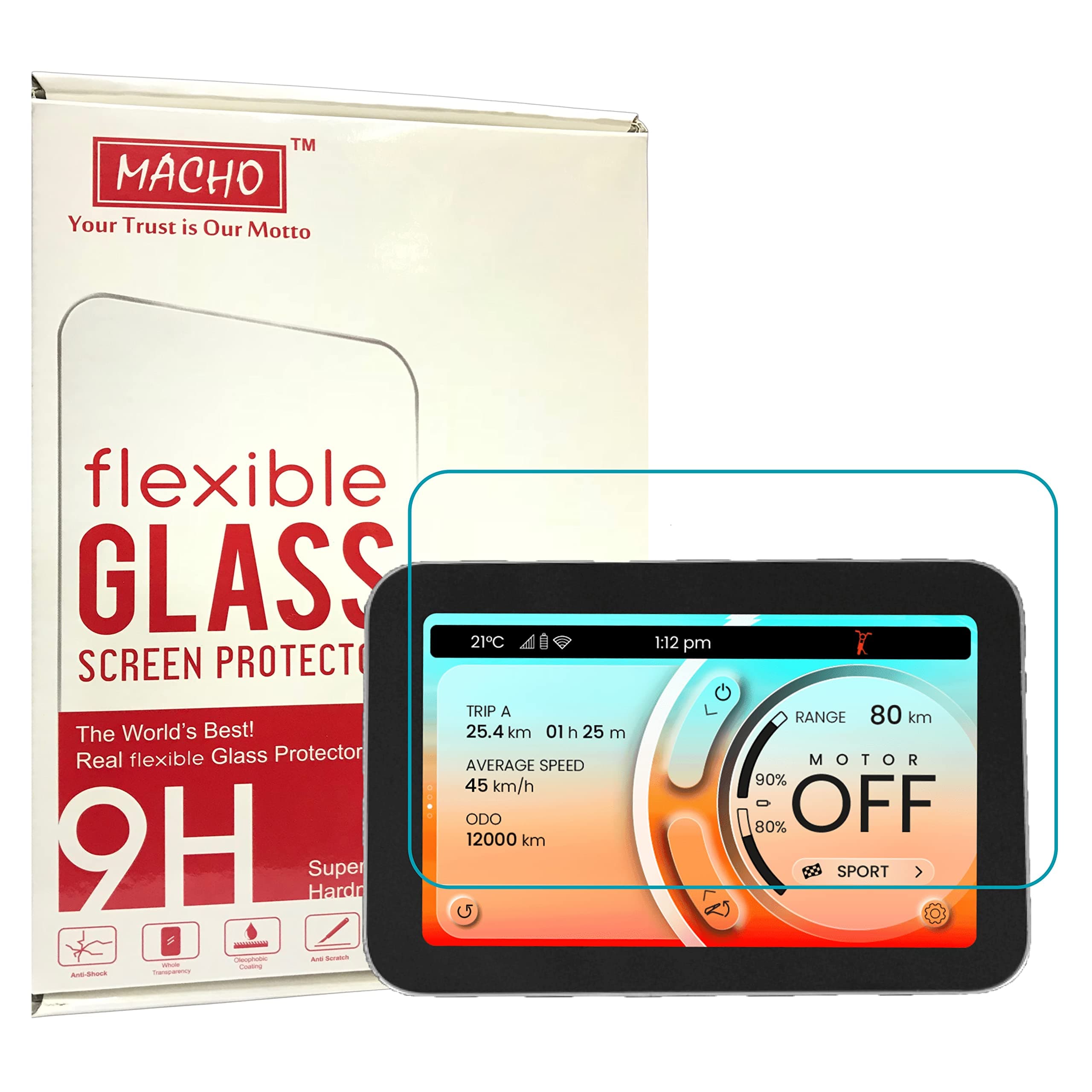 Macho 9H Screen Guard Scratch Protector for Vida V1+/Vida V1 Pro Speedo Meter Panel Display (Crystal Clear) (Vida V1 Plus)