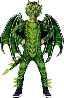 Morph Green Dragon Costume for Kids, Dragon Wing Costume for Boys, Halloween Dress-Up, Fun Outfit