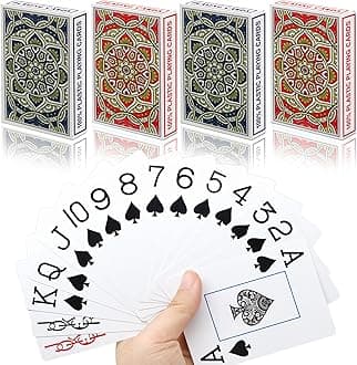 Plastic Waterproof Playing Cards 4 Pack Poker Card Jumbo Large Print Playing Cards for Adults Seniors Bulk Decks of Cards Set Poker Cards