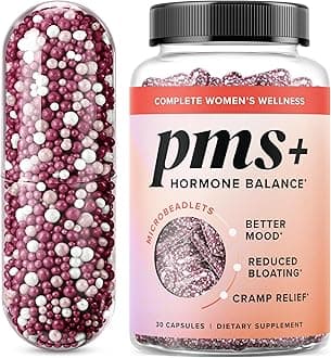 PMS Support Supplement for Women with PMS Relief | Hormonal Acne, Hormone Balance & Period Relief | Chasteberry Supplements | Microbeadlets with Dong Quai, Cranberry & Vitamin B6 | Non-GMO 30ct