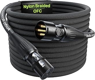 XLR Cables 20ft 1 Pack, Professional Gold-Plated Rean Connectors from Neutrik, Kevlar-Reinforced Nylon Braided Microphone Cable, Mic Cable, Durable Shielded and Balanced XLR Male to Female Cord