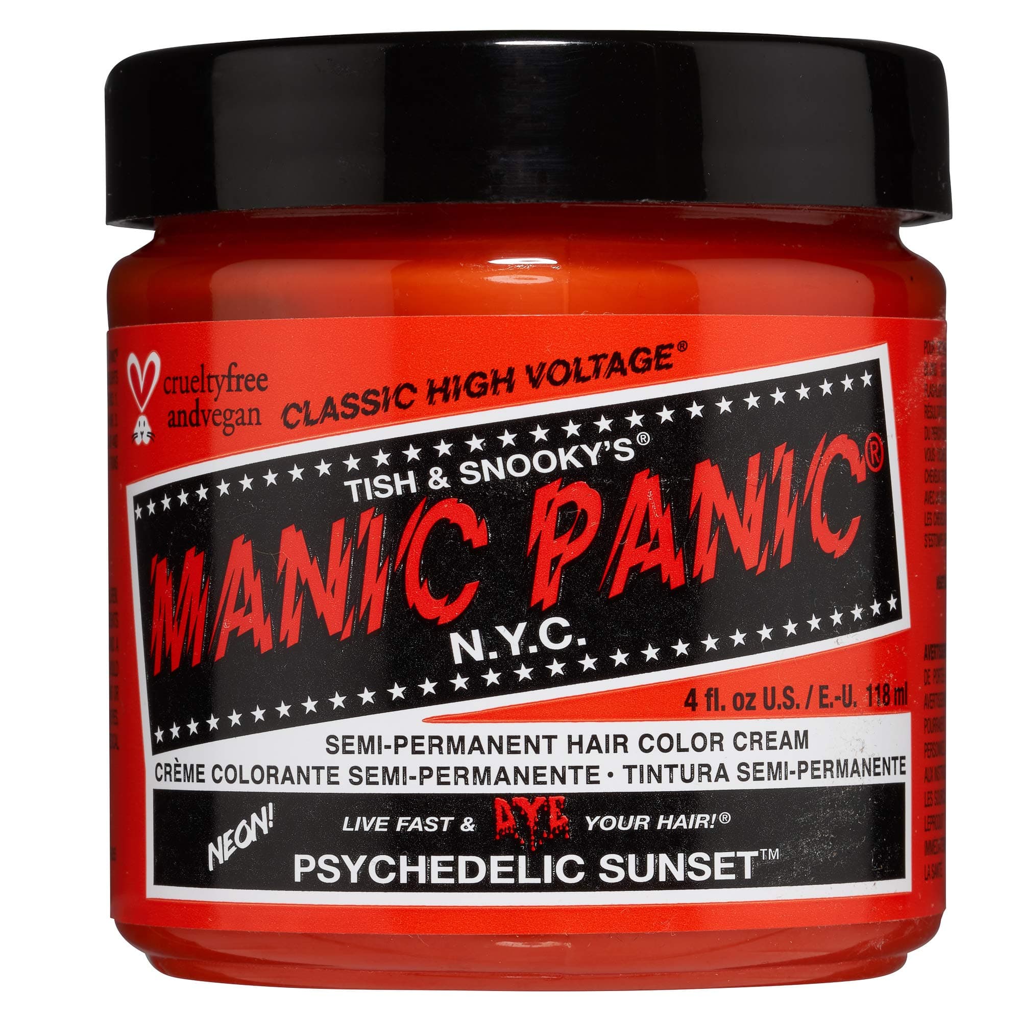 MANIC PANIC Classic Psychedelic Sunset Semi Permanent Hair Color - Neon Orange Hair Dye for Women & Men That Lasts 4-6 Weeks - Vegan, Ammonia & Cruelty-Free - Create & Mix Custom Shades (4oz)