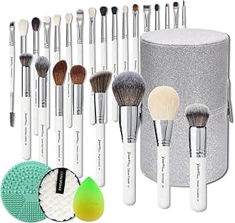 Bueart Design Pro Makeup Artist Deluxe Labeled Best Makeup Brushes Set Real Natural Goat Hair horse hair Professional Brush set with Luxury Extra Large Holder