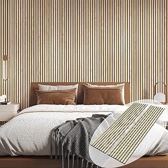 3D Wall Panels For Interior Decor, 2-Pack Wood Wall, Oak Genuine Veneer Acoustic - 12.6" W X 94.5" L