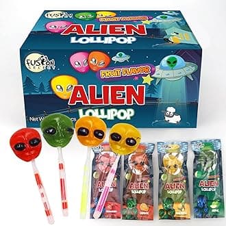 Fusion Select 60 Alien Halloween Lollipops - Trick or Treat Candies for Kids - Extraterrestrial Themed Halloween Candy Lollipops For Space Themed Events & Birthday Parties - 60 Individually Wrapped Treats 30/Pack