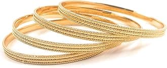AFJ GOLD 1 Gram Gold Plated Traditional Designer Trendy Daily Wear Plain Bangles Sets for Women & Girls (Bangle 7, 2.8)