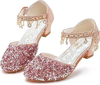 Girls Dress Shoes Princess Crystal High Heels Closed Toe Party Wedding Flower Girls Shoes Toddler Little Big Kid