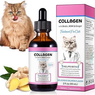 Collagen for Cats, Skin and Coat Supplement for Cats, Liquid Collagen for Cats, Itch Relief for Cats with Allergies, Support Immunity, Joint Health, Cat Collagen Supplement (2 Fl Oz)