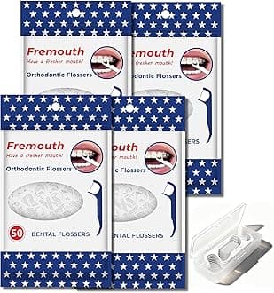Fremouth Orthodontic Flossers for Braces - Ortho Dental Floss Picks, 50 Count (Pack of 4), with a Travel Case