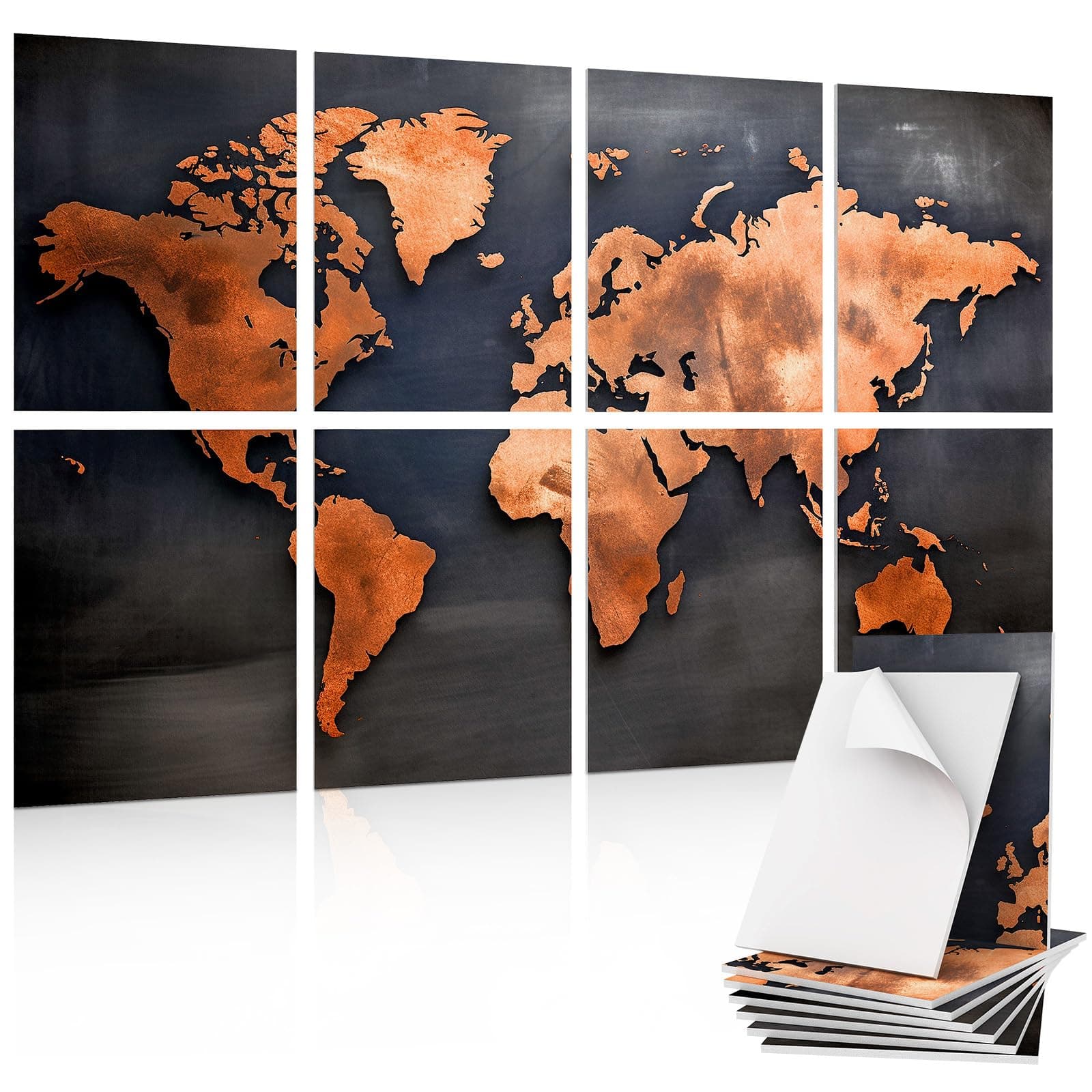 TONOR Art Acoustic Panel with Self-Adhesive Wall Panels, 48 x 32 Inch Sound-Absorbing Panels, Decorative Soundproof Panels, Acoustic Treatment for Recording Studio, Office, Home, World Map, Pack of 8