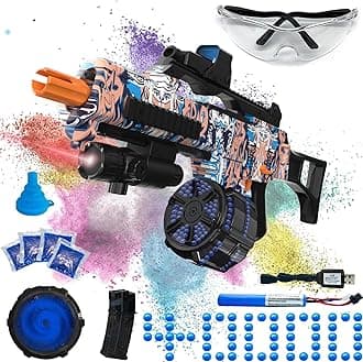 Electric Gel Ball Blaster, High Speed Automatic Splatter Ball Blaster with 40000+ and Goggles, JIFTOK Rechargeable Splatter Ball Toys for Outdoor Activities Shooting Game Party Favors-Pink Blue