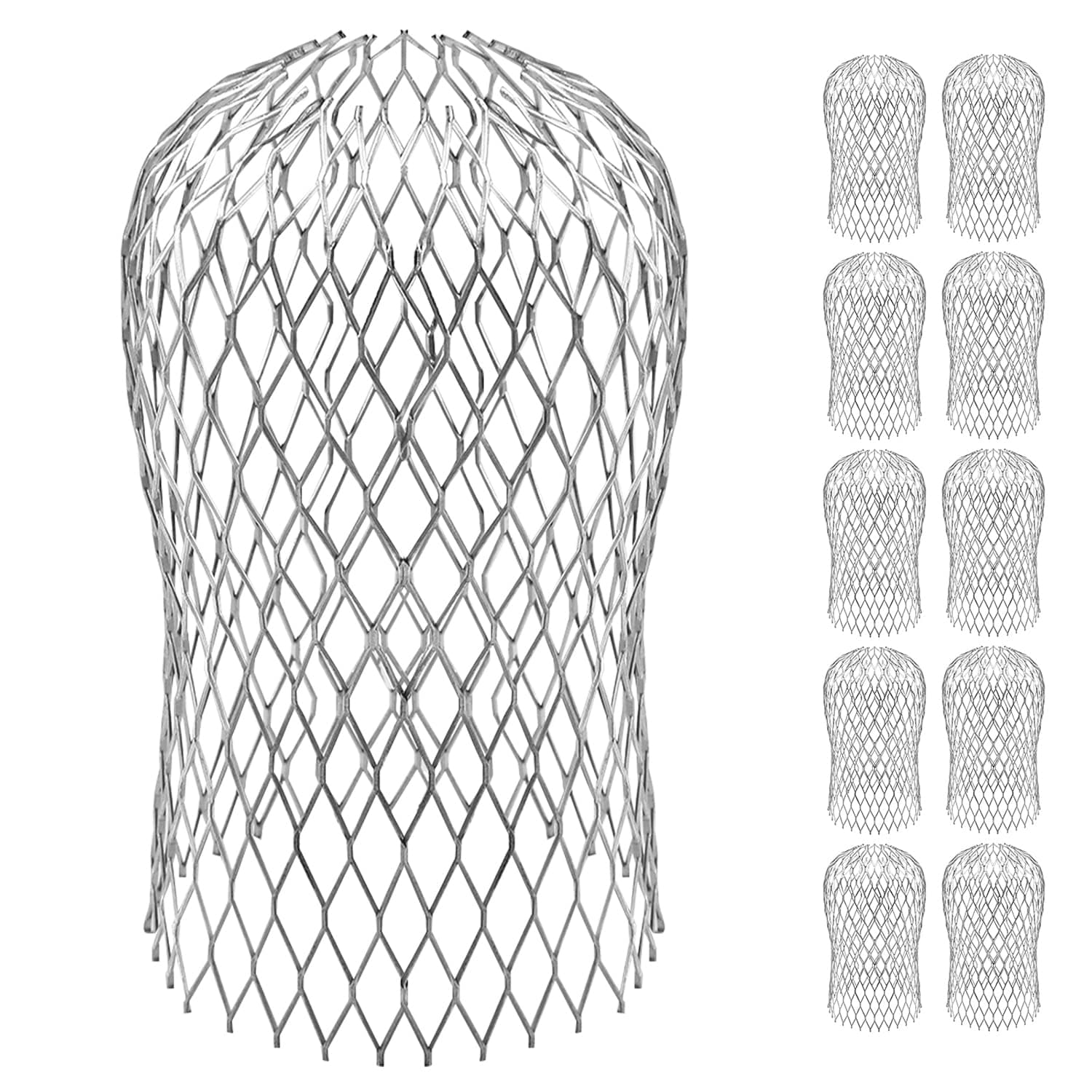 Laicky 10 Pack Gutter Downspout Guards 3.5 Inch Adjustable Aluminium Filter Strainer, Expandable Gutter Strainer for Preventing Blockage Leaves Debris Drain Net Cover Gardening Tools