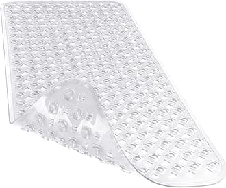 Yimobra Original Bath Tub and Shower Mat Extra Long, Non-Slip with Drain Holes, Suction Cups, Phthalate Free, Machine Washable Materials Bathroom Mats (34.5 x 15.5 Inch, Clean)