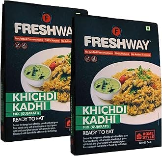 Freshway Ready to Eat Pack of 2 (Khichdi Kadhi Mix & Khichdi Kadhi Mix) Ready to Eat Freeze Dried with No Added Preservative & Colors
