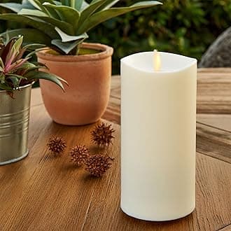 Luminara Pearl Ivory Outdoor Flameless Candle 3.25" x 7", Separate Remote, Moving Flame Flickering Realistic LED Battery Operated Pillar Lights Decor, Outside Lantern Halloween Christmas Decorations