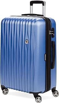 SwissGear 7272 Energie Expandable Hardside Luggage with Spinner Wheels and TSA Lock, Periwinkle Blue, Checked-Medium 24-Inch