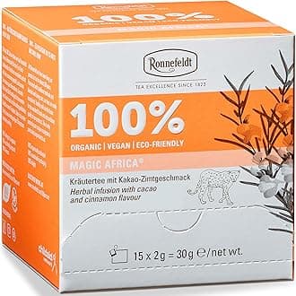 100% Magic Africa – Rooibos Chai – Herbal German Tea with Cocoa Shells & Cassia – Loose Leaf in 15 Individually Wrapped Bags – Naturally Caffeine-Free Herbal Infusion with Cacao and Cinnamon Flavour