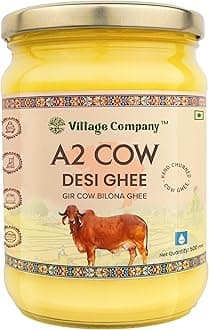 A2 Cow Desi Ghee 500ML | Gir Ghee Vedic Bilona Method | Organic Pure Natural | Two Way Curd Churned - Best Farm Fresh Grass Fed Cattle Milk | India Lab Certified | Glass Jar Half Litre