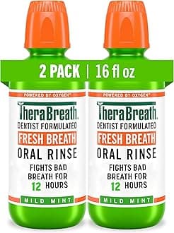 TheBreatheCo Fresh Breath Dentist Formulated Oral Rinse, Mild Mint, 16 Ounce (Pack of 2)