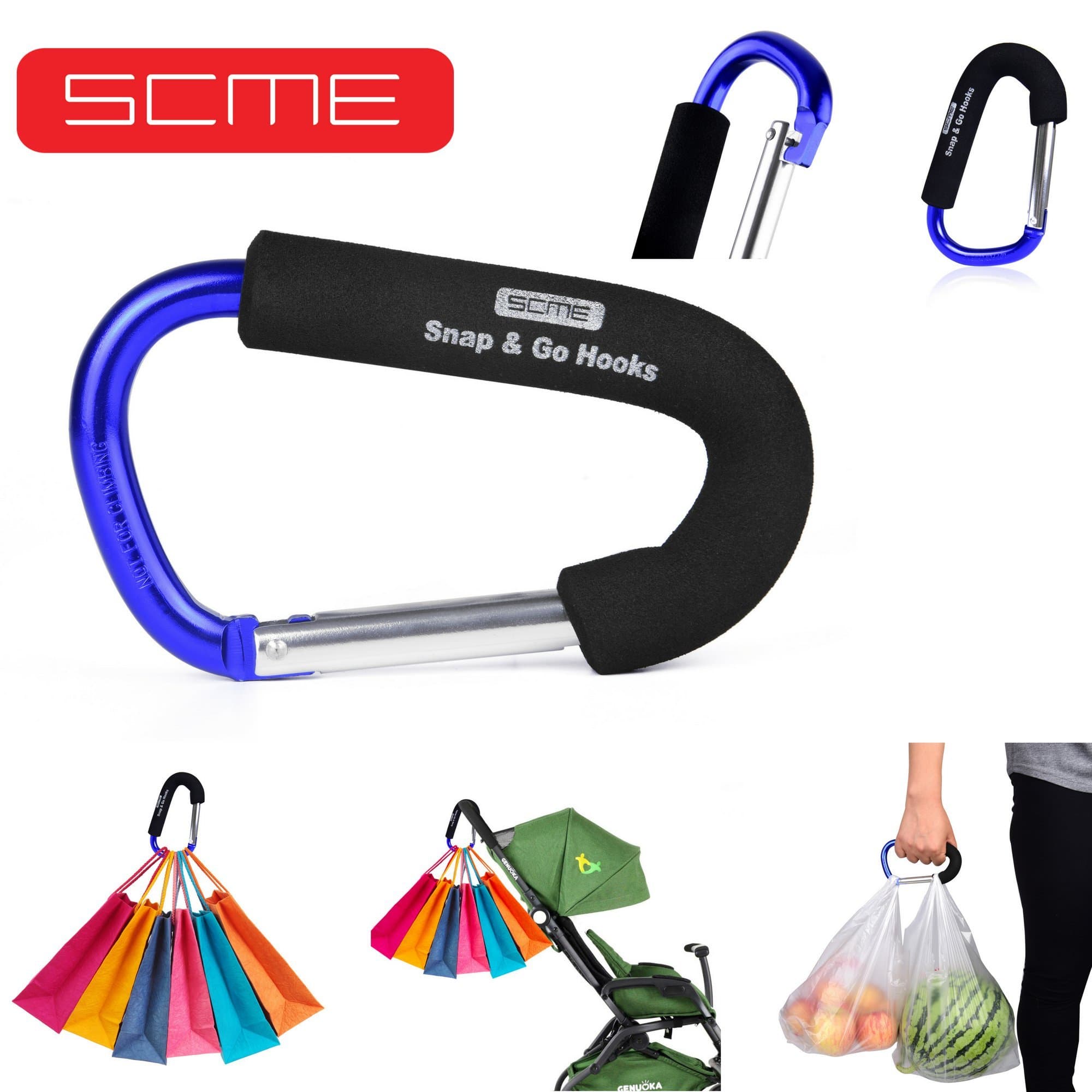 Stroller, Pram, Buggy Hooks| Clips for Mommy|Stroller Accessories Organizer to Easily Hook, Clip & Strap Diaper Bag, Shopping Bags & Groceries on to Stroller, wheelchairs, Shopping Trolley & Walkers