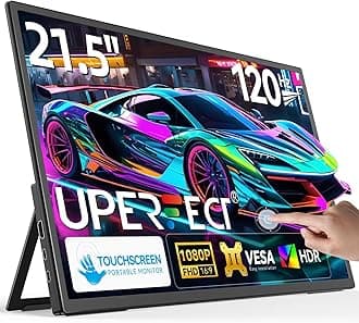 UPERFECT 21.5” 120HZ Touchscreen Portable Monitor w/Kickstand & VESA, Large Portable Gaming Monitor with HDMI Type C, External Display for Laptops, Steamdeck, Mac-Book, Phones, Mini PC