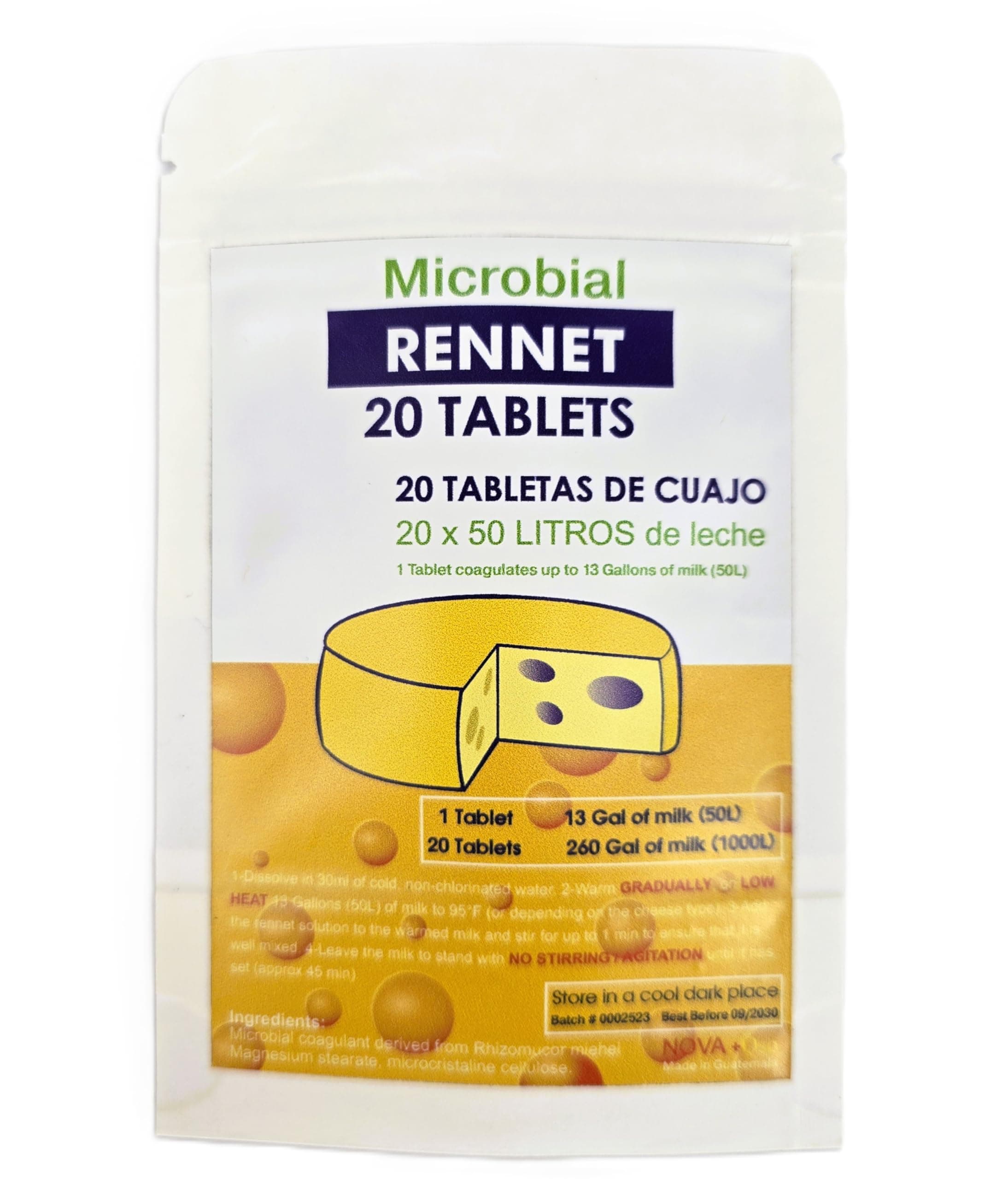 20 x Cuajo TITANIUM® RENNET Tablets For any type of cheese 20 TABLETS FOR 1000L OF MILK