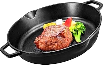 GGC 10.5" Cast Iron Pan, Cast Iron Skillet with Double Handles for Home Kitchen, Indoor and Outdoor Cooking, Safe Cookware for Oven, Stove, Grill, Smoker, Induction or Campfire
