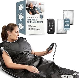Lifepro BioRemedy Plus Infrared Sauna Blanket – Available in 5 Colors – Portable Far Infrared Home Sauna Bag for Detox, and Relaxation – Adjustable Temp (86–158°F) & Timer – Includes Detox Wraps