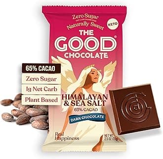 THE GOOD CHOCOLATE – Himalayan Salt Dark Chocolate Bars with Zero Sugar & Lower Net Carbs – Keto Chocolate Bar with Lower Calories, All Natural and Non-GMO Keto Snacks, 2.5 oz (2 Bars Starter Pack)